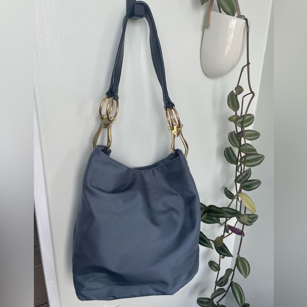JPK Paris Slouchy Nylon Bucket Bag - Slate Blue